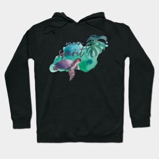 Ocean Spirit Watercolour Turtle Palm Hoodie